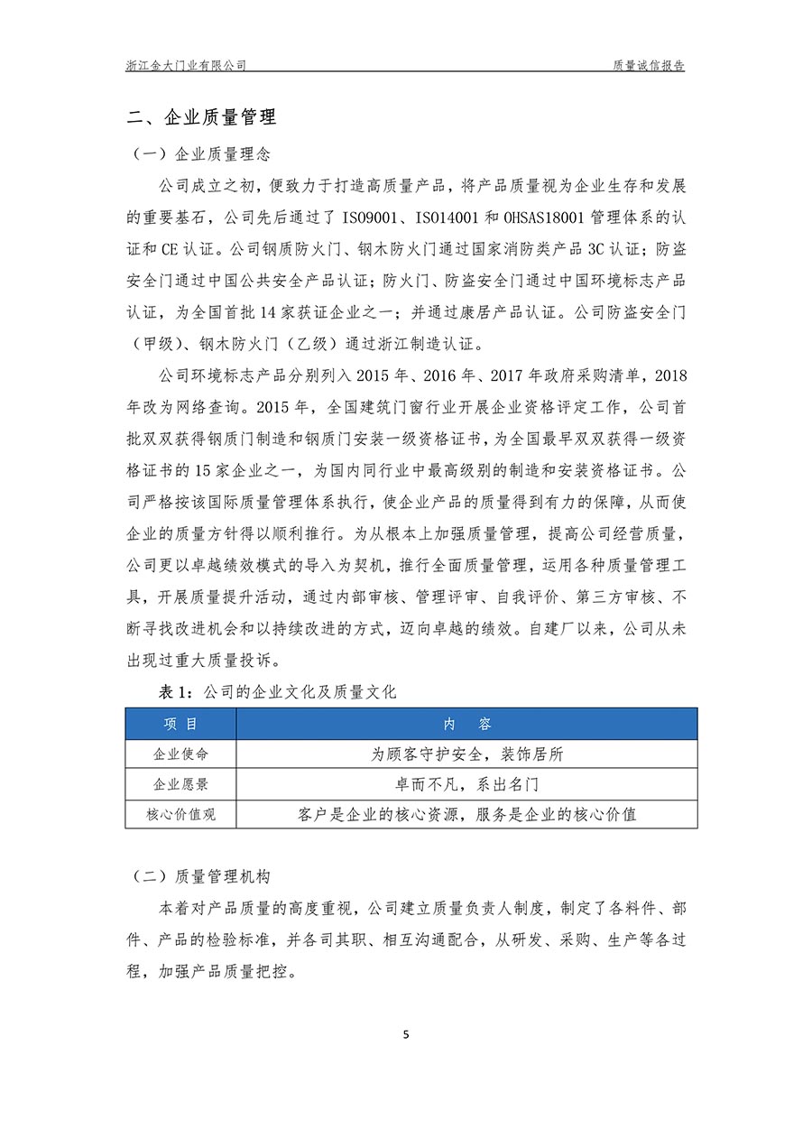  浙江金大门业有限公司2018年度质量诚信报告(图7)
